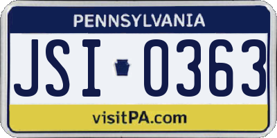 PA license plate JSI0363