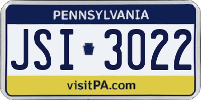 PA license plate JSI3022