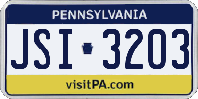 PA license plate JSI3203