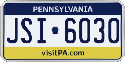 PA license plate JSI6030