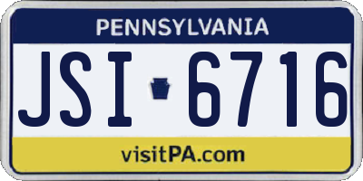 PA license plate JSI6716