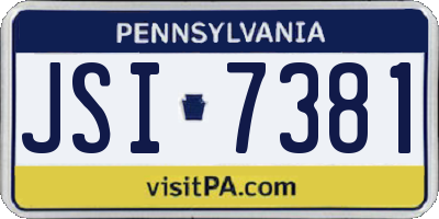 PA license plate JSI7381