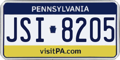 PA license plate JSI8205