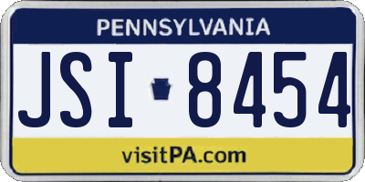 PA license plate JSI8454
