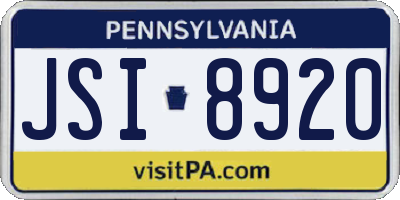 PA license plate JSI8920