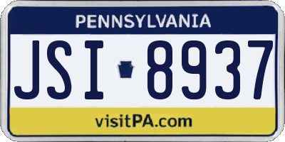 PA license plate JSI8937