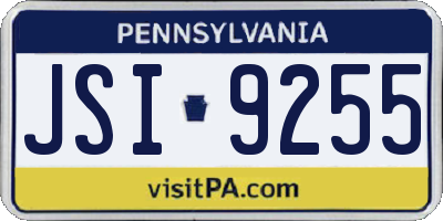 PA license plate JSI9255