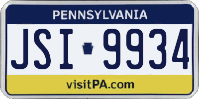 PA license plate JSI9934