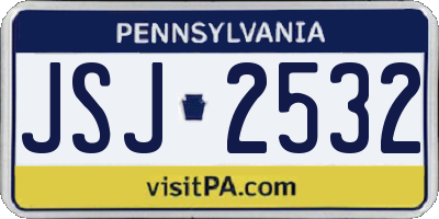 PA license plate JSJ2532