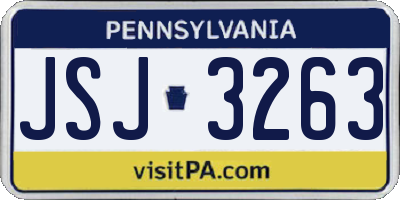 PA license plate JSJ3263