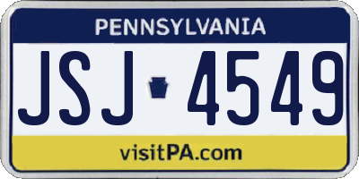 PA license plate JSJ4549