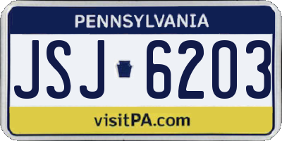 PA license plate JSJ6203