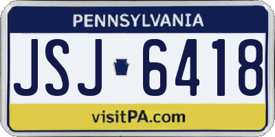 PA license plate JSJ6418