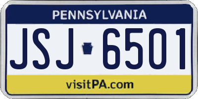 PA license plate JSJ6501