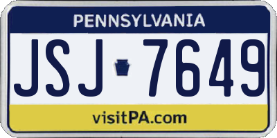 PA license plate JSJ7649