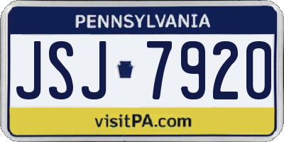 PA license plate JSJ7920