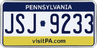 PA license plate JSJ9233