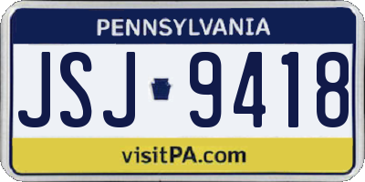 PA license plate JSJ9418