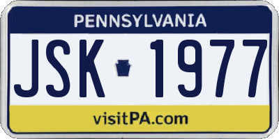 PA license plate JSK1977