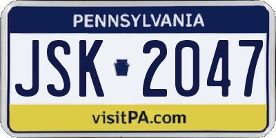 PA license plate JSK2047