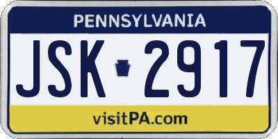 PA license plate JSK2917