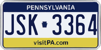 PA license plate JSK3364