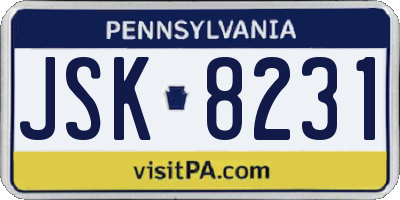 PA license plate JSK8231