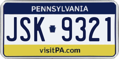 PA license plate JSK9321