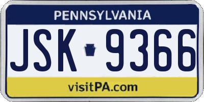 PA license plate JSK9366