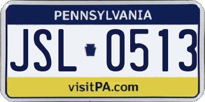 PA license plate JSL0513