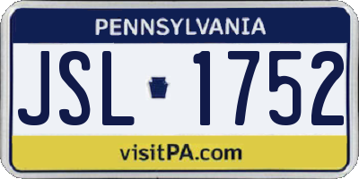 PA license plate JSL1752