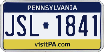 PA license plate JSL1841