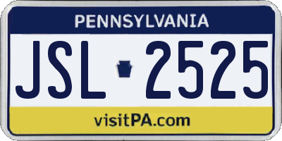 PA license plate JSL2525