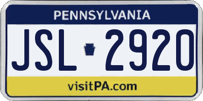 PA license plate JSL2920