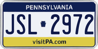 PA license plate JSL2972