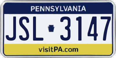 PA license plate JSL3147
