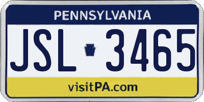 PA license plate JSL3465