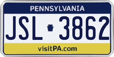 PA license plate JSL3862
