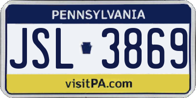 PA license plate JSL3869