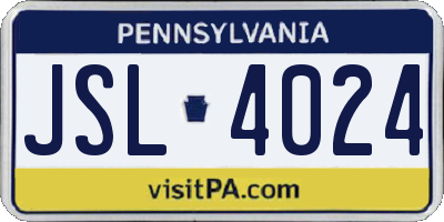 PA license plate JSL4024