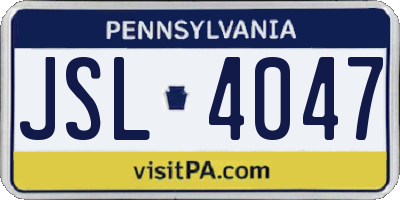 PA license plate JSL4047