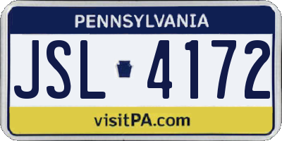 PA license plate JSL4172