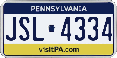 PA license plate JSL4334