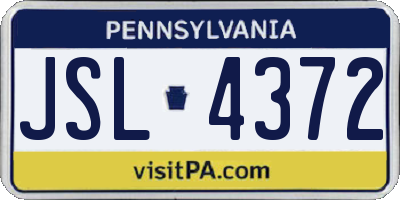 PA license plate JSL4372