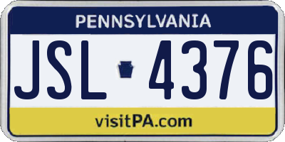 PA license plate JSL4376