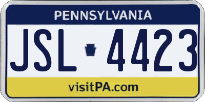 PA license plate JSL4423
