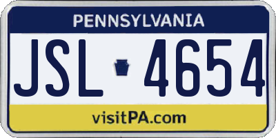 PA license plate JSL4654