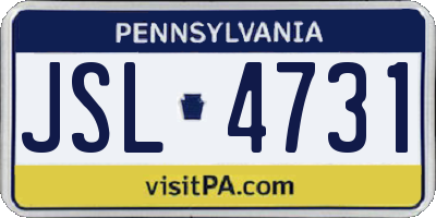 PA license plate JSL4731