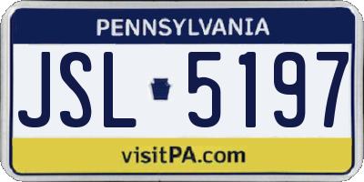 PA license plate JSL5197