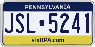 PA license plate JSL5241
